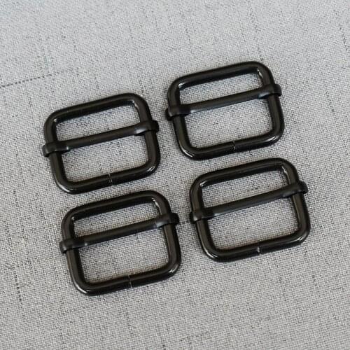 Black 10 pieces 25mm Slide Adjusters For DIY Dog Collar Dog Leash Backpack Of Rectangle Loop Ring Accessories