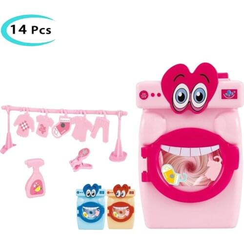 Childrens Simulation Washing Machine Toy Pretend Play Washing Clothes Housework Game Toys Mini Home Appliances For Kids Gifts