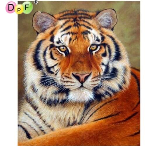 DPF Full Square 5D DIY Diamond Painting Cross Stitch Spirit Tiger diamond Embroidery Rhinestone diamond Mosaic Painting Gift