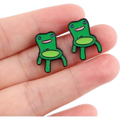 E3537 Cartoon Frog chair Cute Pierce Stud Earrings for Women Fashion Jewelry Kids Girls Gifts