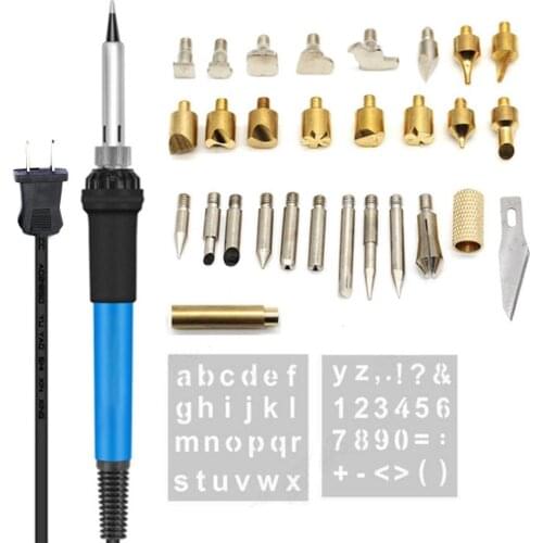 28PCS 60W Electric soldering iron Carving Pyrography Tool Wood Burning Embossing Soldering Pen set temperature adjustable