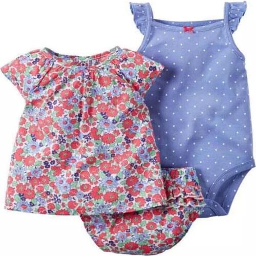 Sleeveless floral T shirt tops+romper+shorts summer clothes set for baby girl 2021 newborn outfit babies clothing suit cotton