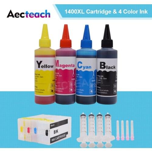 Aecteach PGI-1400 Refillable Ink Cartridge PGI 1400 For Canon MAXIFY MB2040 MB2140 MB2340 MB2740 Printer+ 400ml Refill Dye Ink