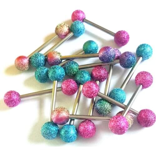 10PCS Mulricolor Barbell Bar Tongue Piercing Rings Fashion Stainless Steel Tongue Rings For Women Body Piercing Jewelry