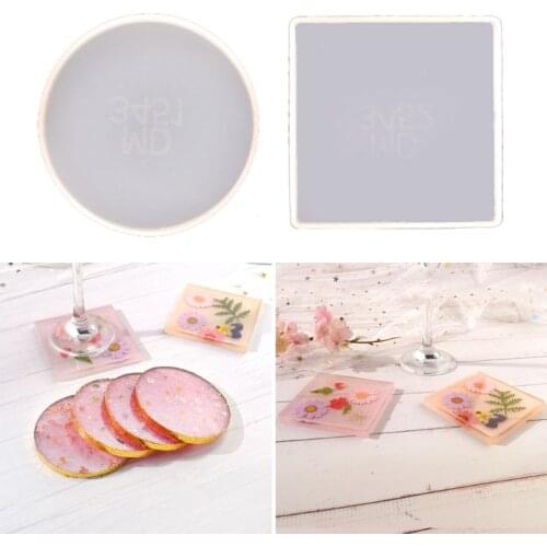 2Pcs Round Square Coaster Resin Mold Kit DIY Glossy Coaster Cup Mats Mould Home Desk Decoration Resin Craft Tools