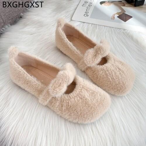 Black Fur Loafers Women Shoes Flats Boat Shoes Women Fashion Square Toe Slip on Shoes Women Scarpe Da Donna Zandalias De Mujer