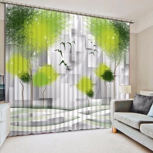 Custom Any Size 3D Curtain Lattice Depicting Trees Window Curtain Living Room 3D Bathroom Curtain 3D Curtain Blackout