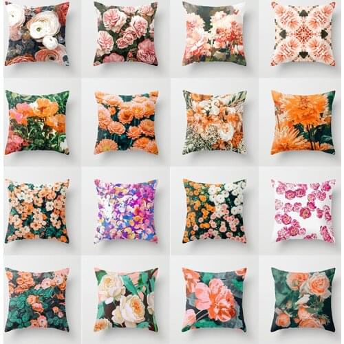New Hand Painted Floral Pillows Case American Country Roses Print Cushions Case Farmhouse Flowers Decorative Sofa Throw Pillows