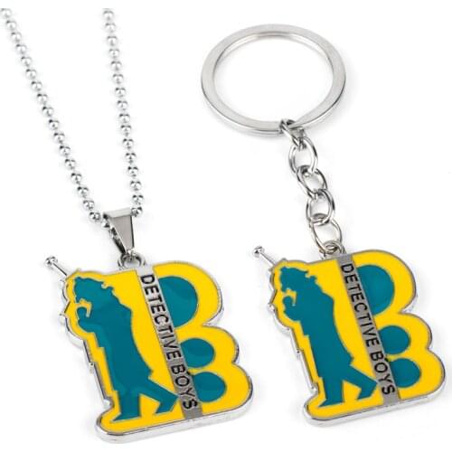 Japan Anime Trinket Keychain Detective Boys Conan LOGO Key Ring Metal Pendant Keyfob