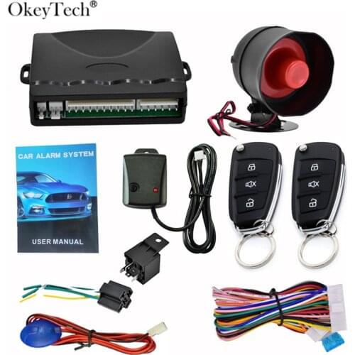 OkeyTech 12V 433Mhz SUV Universal Car Alarm System Anti-theft Device Remote Control Central Lock Vibration Alarm