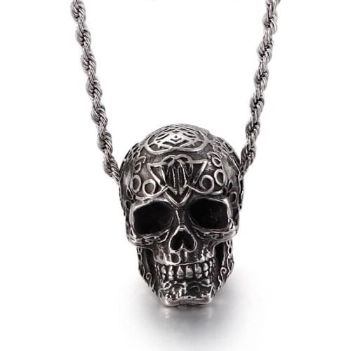 Hip Hop Stainless Steel Skeleton Necklaces Fashion Trendy Mans Stainless Steel Personality Skull Pendant Necklace Mens Jewelry