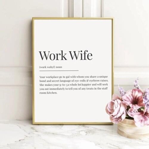 Poster Work Wife Definition Canvas Art Prints Best Friend Gift Modern Minimalist Art Painting Picture Wall Decor Colleague Gifts