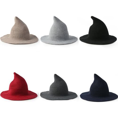 10pcs Halloween witch hat Mens and Womens wool Knit Hat Fashion Solid Hat Diversified along the Hat Girlfriend Gifts