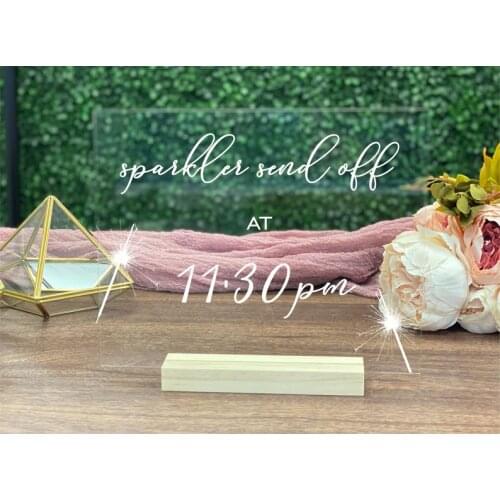 Sparkler Send Off Sign Acrylic Wedding Sign Hashtag Photo Booth Photo Guest Book Sign Clear Acrylic Wedding Signage Calligr