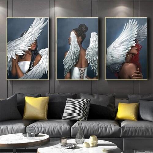 Triptych Full square diamond painting Angel Black Beauty Angel Wing diamond embroidery 5D rhinestone mosaic diamond inlaid A1368
