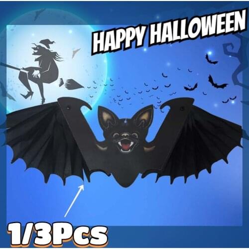 1/3Pcs Halloween Decorations for Home Outdoor Paper Flying Bats Halloween Hanging Ornament Props Haunted House Party Bar Decor