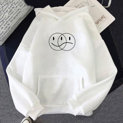 2021 Happy Sad Smiley Face Hoodies New Women Long Sleeve Sweatshirt Fashion Funny Cartoon Female Pullover Kawaii Hip Hop Clothes