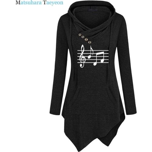 Funny Music Note Print Plus Size hoodie Women Long Sleeve Sexy Cute Tops Harajuku Dresses Music Lover Sweatshirt