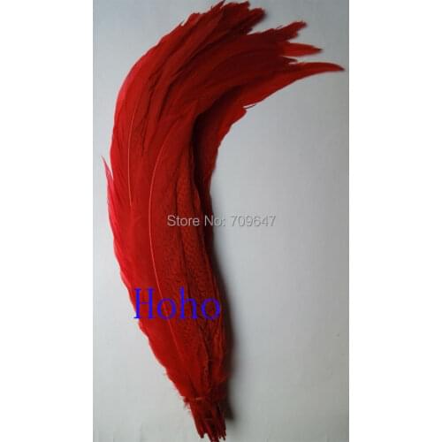 10Pcs/lot!55-60cm long silver pheasant tail feathers dyed red colour, loose silver pheasant tails for crafts,wedding bouquets