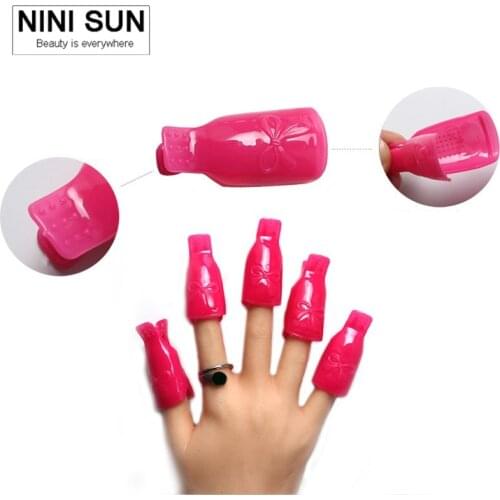 10PC Nail Art Plastic UV Gel Polish Remover Lacquer Tool Soak Off Wrap Nail Cleaner Nail Clip Cap Remover Durable Reusable
