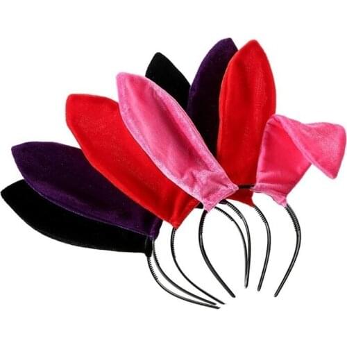 12pcs Halloween Easter Christmas Long Bunny Ears Headwear Rabbit Ear Headband Wedding Party Costume Festival Black Red