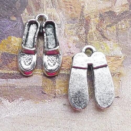 Newest 12Pieces 13*18mm Mixed Alloy Antique Silver Color Cute Shoes Charms Keycahin Pendant Accessory For DIY Jewelry Making