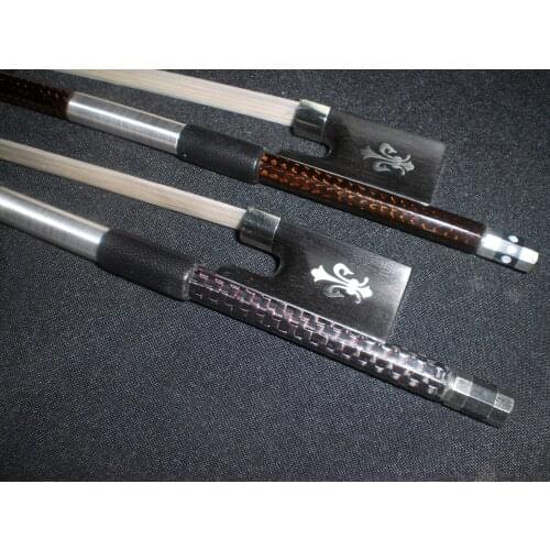 2 PCs High Quality Violin Bow Carbon Fiber bow 4/4 Ebony frog carved flower