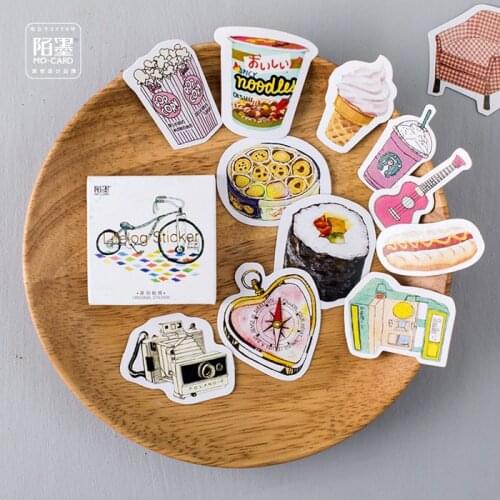 45pcs Kawaii Cute Stickers Lovely Food Series Handbook Scrapbook Album Decoration Stickers DIY Scrapbooking Diary Planner Sticky
