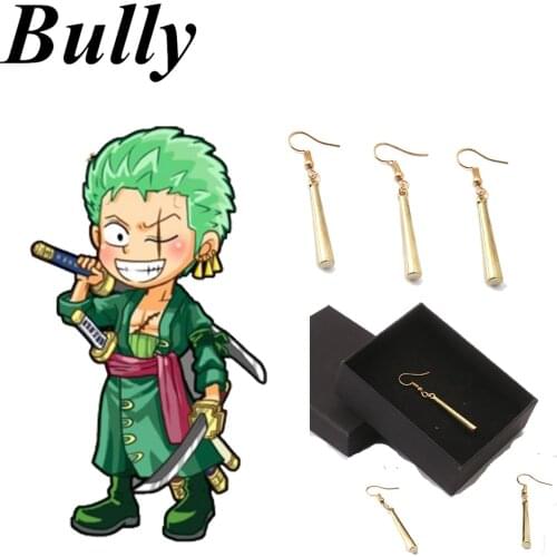 Anime One Piece Roronoa Zoro Earrings Alloy Metal Pendant Drop Earring Cosplay Jewelry For Men Women Girls Gifts