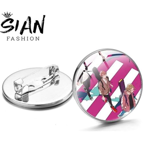 SIAN Brooch Anime GIVEN Series Glass Cabochon Surface Cartoon Printed Two Color Lapel Badge Clothes Backpack Fashion Decorations