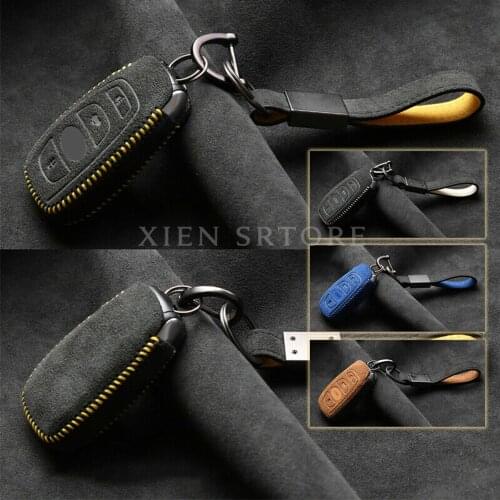 Real Alcantara Suede Leather Remote Start Car Key Case Cover Shell Fob For Subaru BRZ Forester Legacy WRX XV Crosstrek 2015-2017