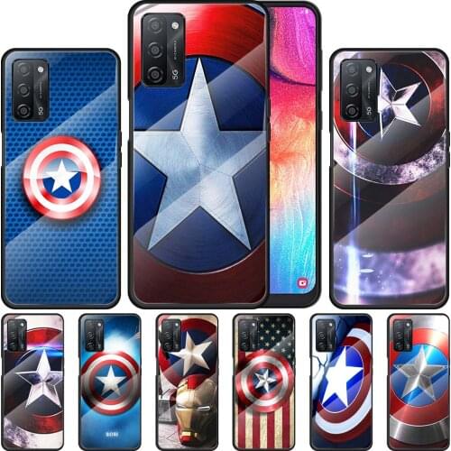 Captain America shield Marvel for OPPO Realme 7i 7 6 5 Pro C3 XT A9 2020 A52 Find X2Lite Luxury Tempered Glass Phone Case Cover