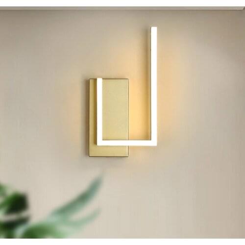 European style led modern minimalist personality creative bedroom bedside lamp creative golden home background wall lampLB100913