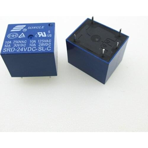 HOT NEW relay SRD-24VDC-SL-C SRD24VDCSLC SRD-24VDC 24VDC DC24V 24V 10A SONGLE DIP5 20pcs/lot