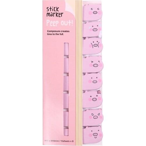 Kawaii Piggy Facial Expression Sticky Note 160 Sheets Pink Page Marker Decorative Sticker Bookmark Point It Marker Memo Flags