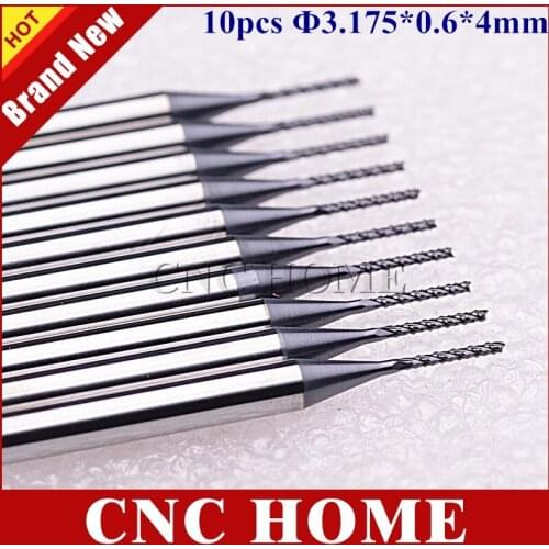 10pcs 0.6mm Import Carbide PCB CNC End Mill Hard Nano Coating CNC Router Bits Corn Rotary Burrs Milling Cutter for Cut & Drill