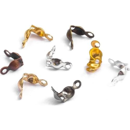 100pcs/lot Connector Clasp Fitting 4*7mm Ball Chain Calotte End Crimps Beads Connector Components For DIY Jewelry Making Supplie