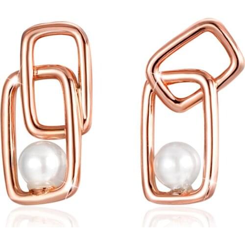 ANNA QUEEN Simple Geometric Pearl Stud Earrings Hypoallergenic Earrings for Every Special Moment PEW0036