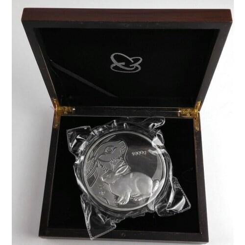 Rabbit of 1kg silver plated coin with box and certification Free Shipping