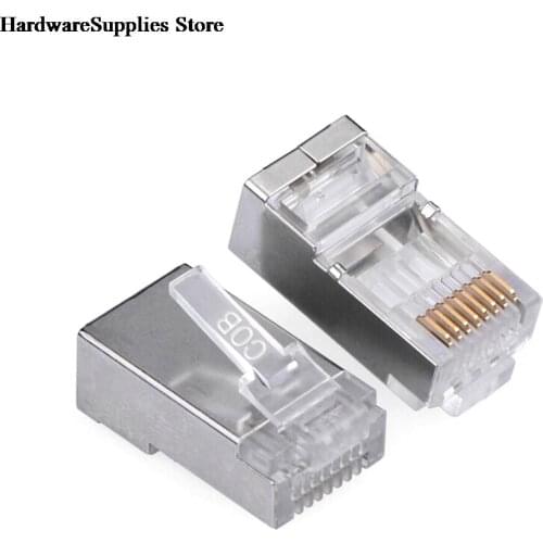 50PCS Multi-Functional RJ45 Cat6 8Pin 8P8C Shielded Stranded Crimp Modular Plug Connector Socket