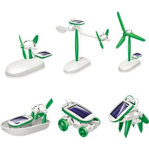 6 IN 1 Solar Robot Model Kit Science Toys For Children DIY Assemble Airplane Boat Car Train Model Educational Gifts Toys For Boy