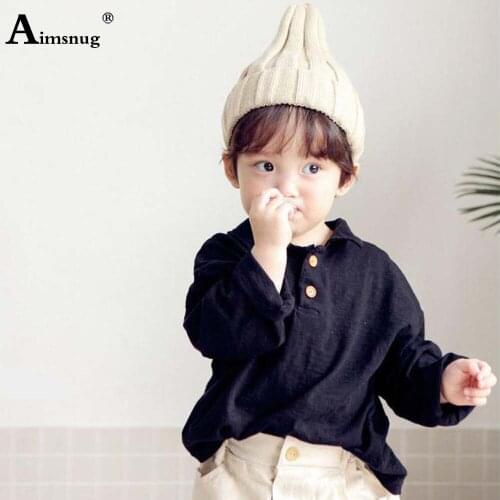 Unisex Girls Boys Fashion T-shirt Polo Top Casual Pullovers Children Long Sleeve Autumn Solid Cotton Shirts Kids Clohing 2021