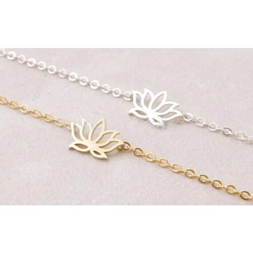 Fashion Lotus Bracelets for Women Lobster Clasp Link Chain Hollow out Design
