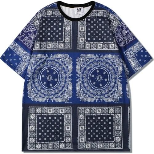 Mens Bandana Paisley Print T Shirt Unisex Short Sleeve t shirts 2021 Summer Oversized T-shirt O-neck Loose Tops Tees
