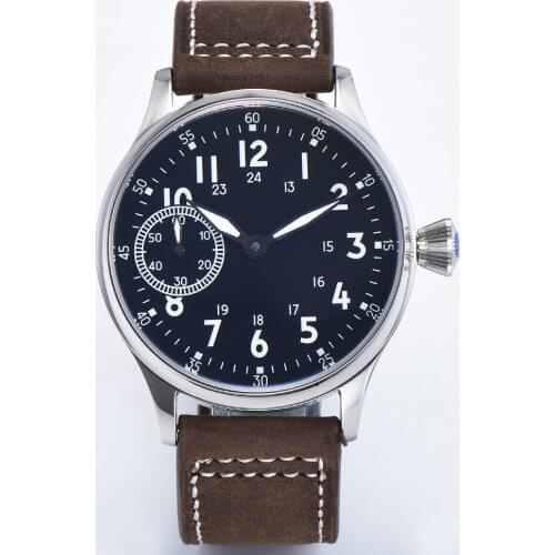 Corgeut 44mm Mens Wristwatch Luminous 316 Steel Case White Mumber 3600 Hand Winding Movement Mechanical Fashion Watch 6497