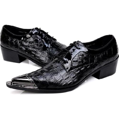 For Mens Patent Leather Oxford Shoes Breathable Pointed Toe High Heels Formal Business Prom Fashion Dress Wedding Groom Shoes