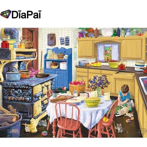 DIAPAI Diy 5d Diamond Painting "Kitchen flower boy" Cross Stitch Square Round Diamond Embroidery Handwork Rhinestone Art A25747