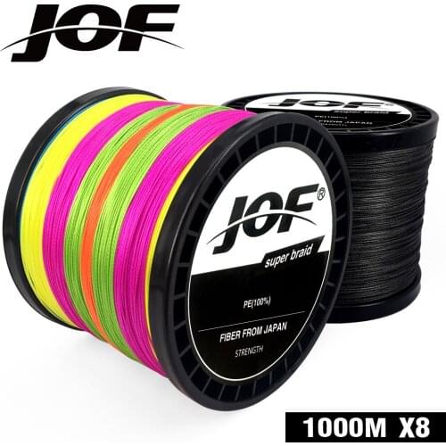 2019NEW JOF 1000M 8 Strands 22-88LB New PE Braided Fishing Wire Multifilament Super Strong Fishing Line Japan Multicolour