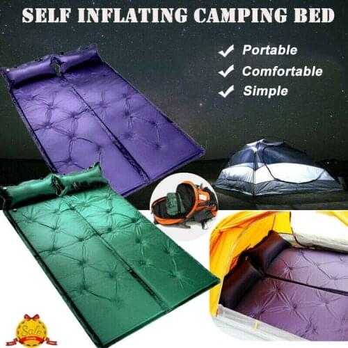 New Self-Inflating Camping Sleeping Bag Mat Single Inflatable Portable Air Pad With Pillow Widened Thickened New Fashion 2021