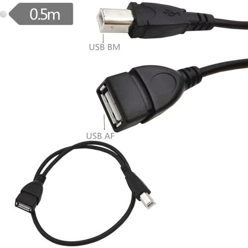 New USB 2.0 Type A Female to USB B Male Scanner Printer Cable USB Printer Extension Cable Adapter 50cm